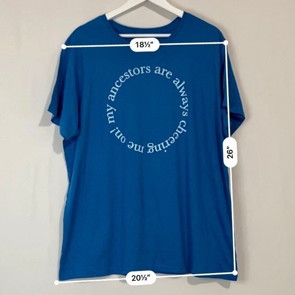 JZD Women’s My Ancestors Are Always Cheering Me On Graphic Tee Shirt Blue NWT - Picture 6 of 6